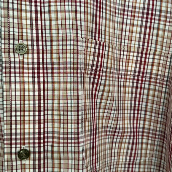 Eddie Bauer Shirt Mens Large Red Tan Plaid Casual Relaxed Wrinkle Resistant - Picture 6 of 10